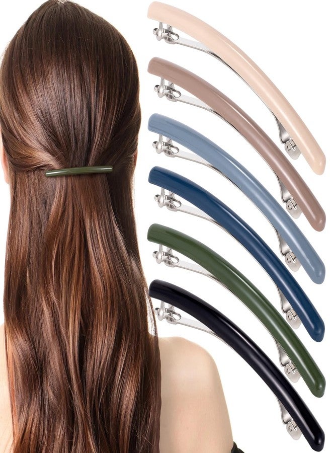 Mxxipp 6pcs French Hair Barrettes for Women, Non-Slip Spring Flat Clips Pins, Elegant Styling Accessories for Short Long Thin Thick Fine Hair - 6 Colors - Image 1